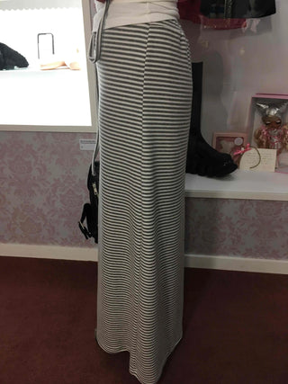 Striped Elastic Slim Fit Maxi Skirt