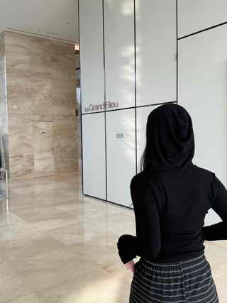 Twin Pocket Contrast Elastic Banded Kangaroo Hoodie
