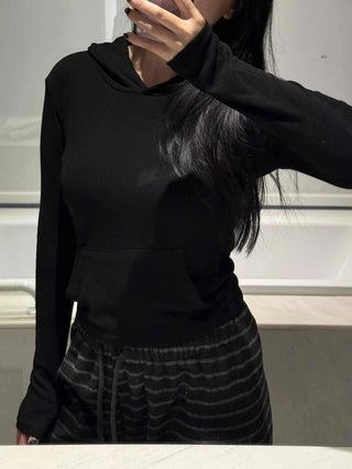 Twin Pocket Contrast Elastic Banded Kangaroo Hoodie