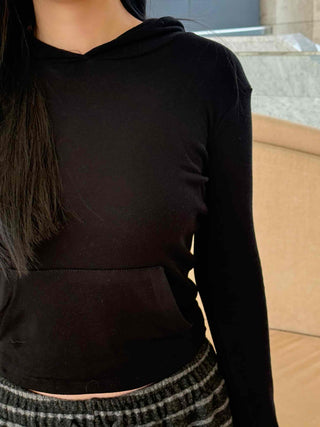 Twin Pocket Contrast Elastic Banded Kangaroo Hoodie