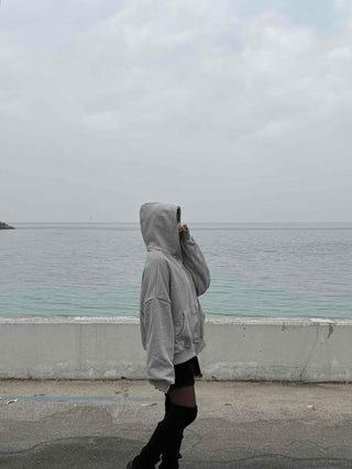 Layered Shoulder Drop Wide Zip-Up Hoodie