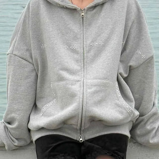 Layered Shoulder Drop Wide Zip-Up Hoodie