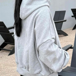 Layered Shoulder Drop Wide Zip-Up Hoodie