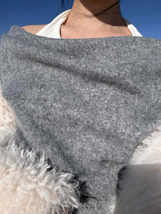 Off-shoulder Layered Thumbhole Crop Long Sleeve Tee