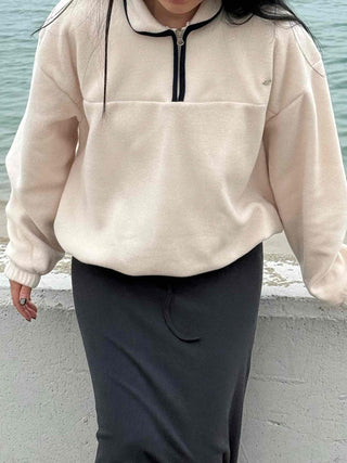 Hooded Drawstring Balloon Sleeve Loose Fit Sweatshirt
