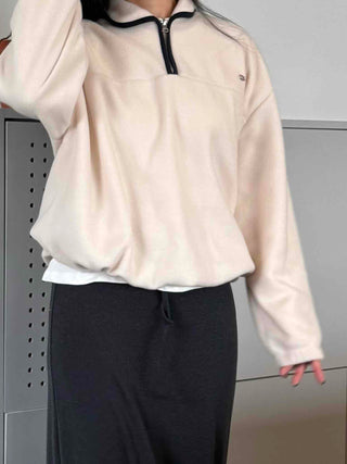 Hooded Drawstring Balloon Sleeve Loose Fit Sweatshirt