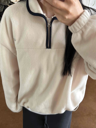 Hooded Drawstring Balloon Sleeve Loose Fit Sweatshirt