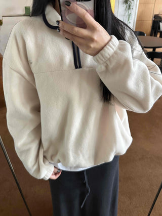 Hooded Drawstring Balloon Sleeve Loose Fit Sweatshirt