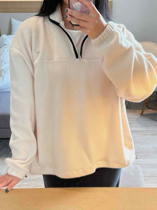 Hooded Drawstring Balloon Sleeve Loose Fit Sweatshirt