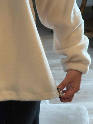 Hooded Drawstring Balloon Sleeve Loose Fit Sweatshirt