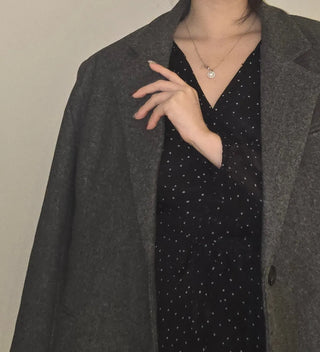 Herringbone Two-Button Semi-Wide Blazer Jacket