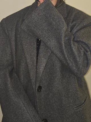 Herringbone Two-Button Semi-Wide Blazer Jacket