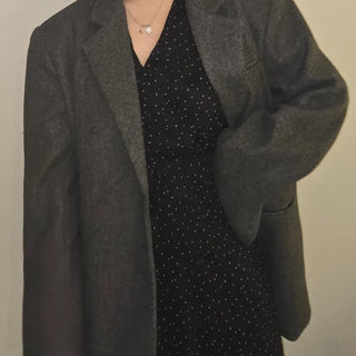 Herringbone Two-Button Semi-Wide Blazer Jacket