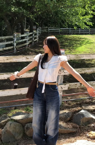 Kuri Petit Puff Ribbon Blouse