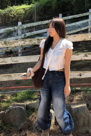 Kuri Petit Puff Ribbon Blouse