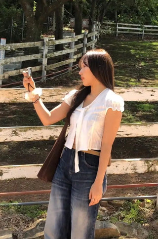 Kuri Petit Puff Ribbon Blouse