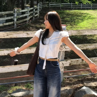 Kuri Petit Puff Ribbon Blouse