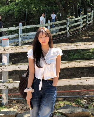 Kuri Petit Puff Ribbon Blouse