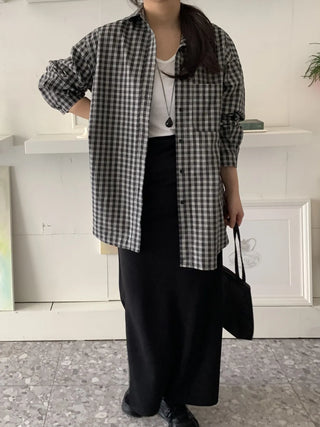 Minimal Cozy Hidden Elastic Waist Straight Long Skirt