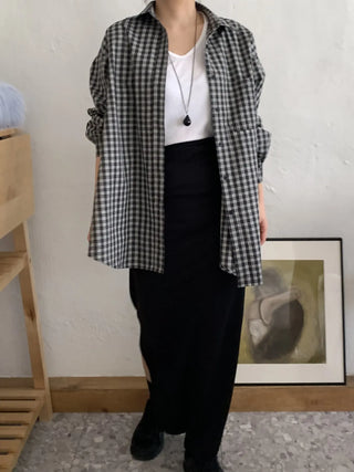 Minimal Cozy Hidden Elastic Waist Straight Long Skirt