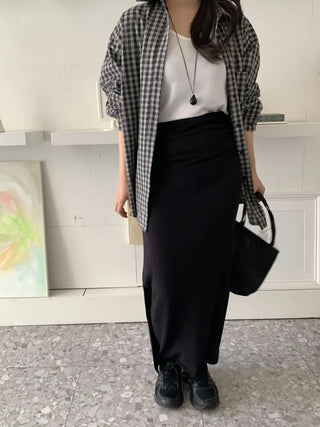 Gingham Check Loose Fit Oversized Long Shirt