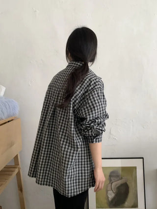 Gingham Check Loose Fit Oversized Long Shirt