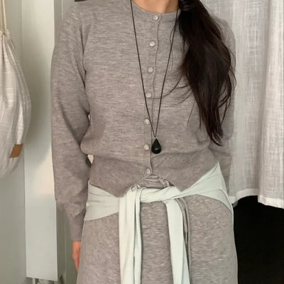 Daily Round Neck Slim Fit Knit Cardigan