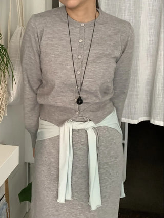 Daily Round Neck Slim Fit Knit Cardigan