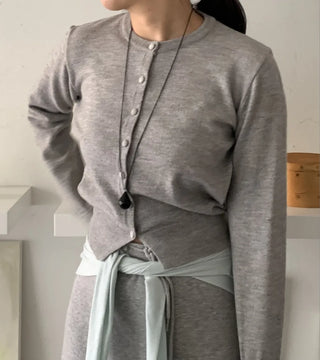 Daily Round Neck Slim Fit Knit Cardigan