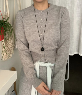 Daily Round Neck Slim Fit Knit Cardigan