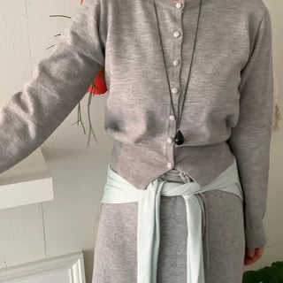 Daily Round Neck Slim Fit Knit Cardigan