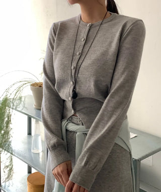 Daily Round Neck Slim Fit Knit Cardigan