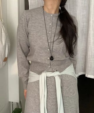 Daily Round Neck Slim Fit Knit Cardigan