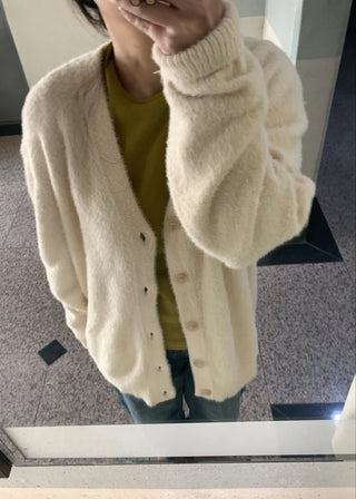 Cable Knit Round Neck Loose Fit Cardigan