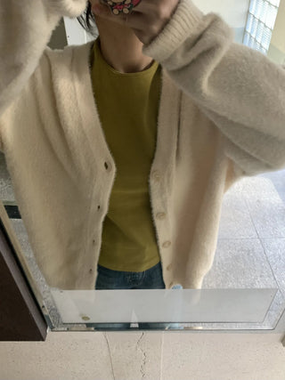 Cable Knit Round Neck Loose Fit Cardigan