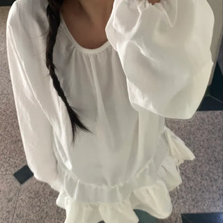 Puff Sleeve Frill Elastic Shirred Mini Dress