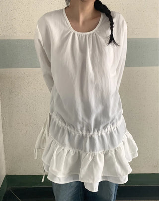 Puff Sleeve Frill Elastic Shirred Mini Dress