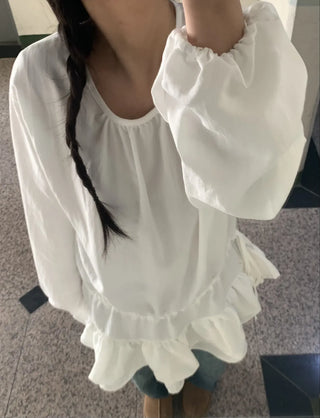 Puff Sleeve Frill Elastic Shirred Mini Dress