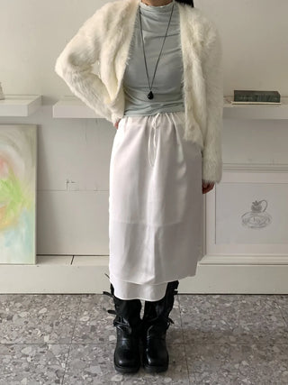 Wrap Slit Midi Skirt