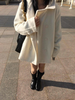 Shirred Round Neck Drop Shoulder Maxi Coat