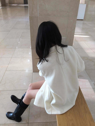 Shirred Round Neck Drop Shoulder Maxi Coat
