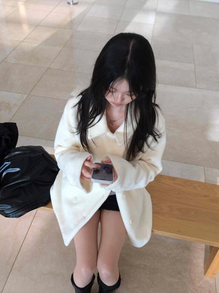 Shirred Round Neck Drop Shoulder Maxi Coat