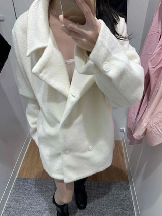 Shirred Round Neck Drop Shoulder Maxi Coat