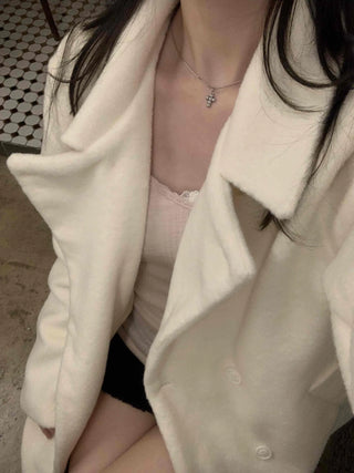 Shirred Round Neck Drop Shoulder Maxi Coat