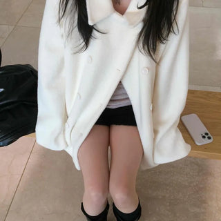 Shirred Round Neck Drop Shoulder Maxi Coat