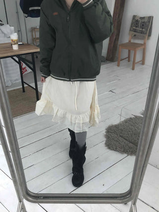 Vintage Lace Trim High-Waisted Midi Skirt