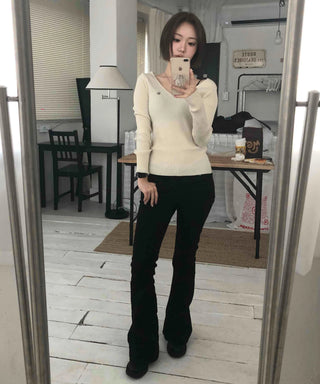 Simple Minimal Round Quilted Rib Knit