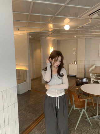 Delicate Fit Sheer Ribbed Slim Fit Crop Cardigan