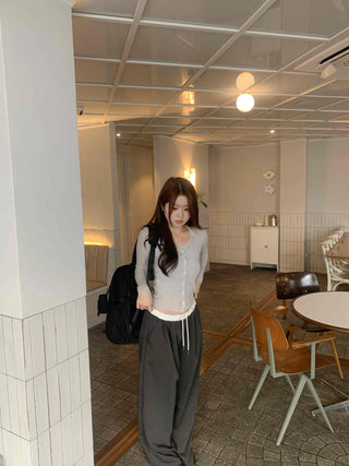 Delicate Fit Sheer Ribbed Slim Fit Crop Cardigan