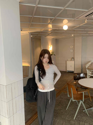 Delicate Fit Sheer Ribbed Slim Fit Crop Cardigan